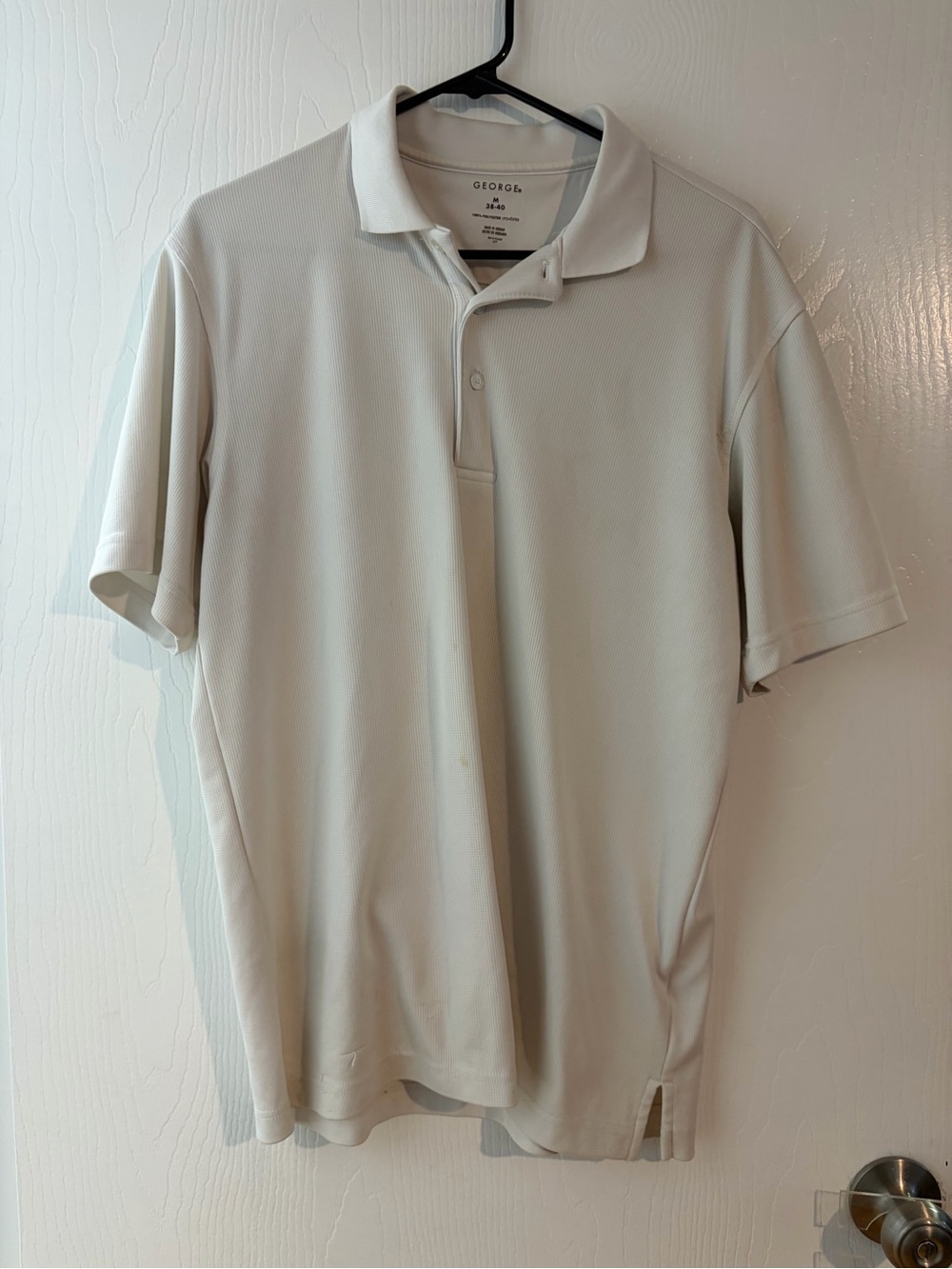 George Men's White Polo Shirt - Short Sleeve Collared Tee